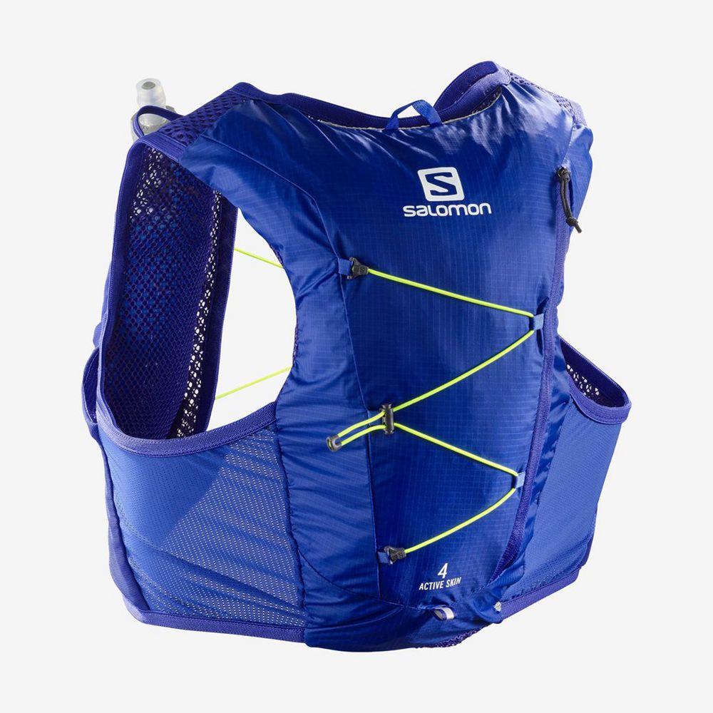 SALOMON ACTIVE SKIN 4 SET Philippines - Men's Trail Running Packs - Blue | 584160-YMS